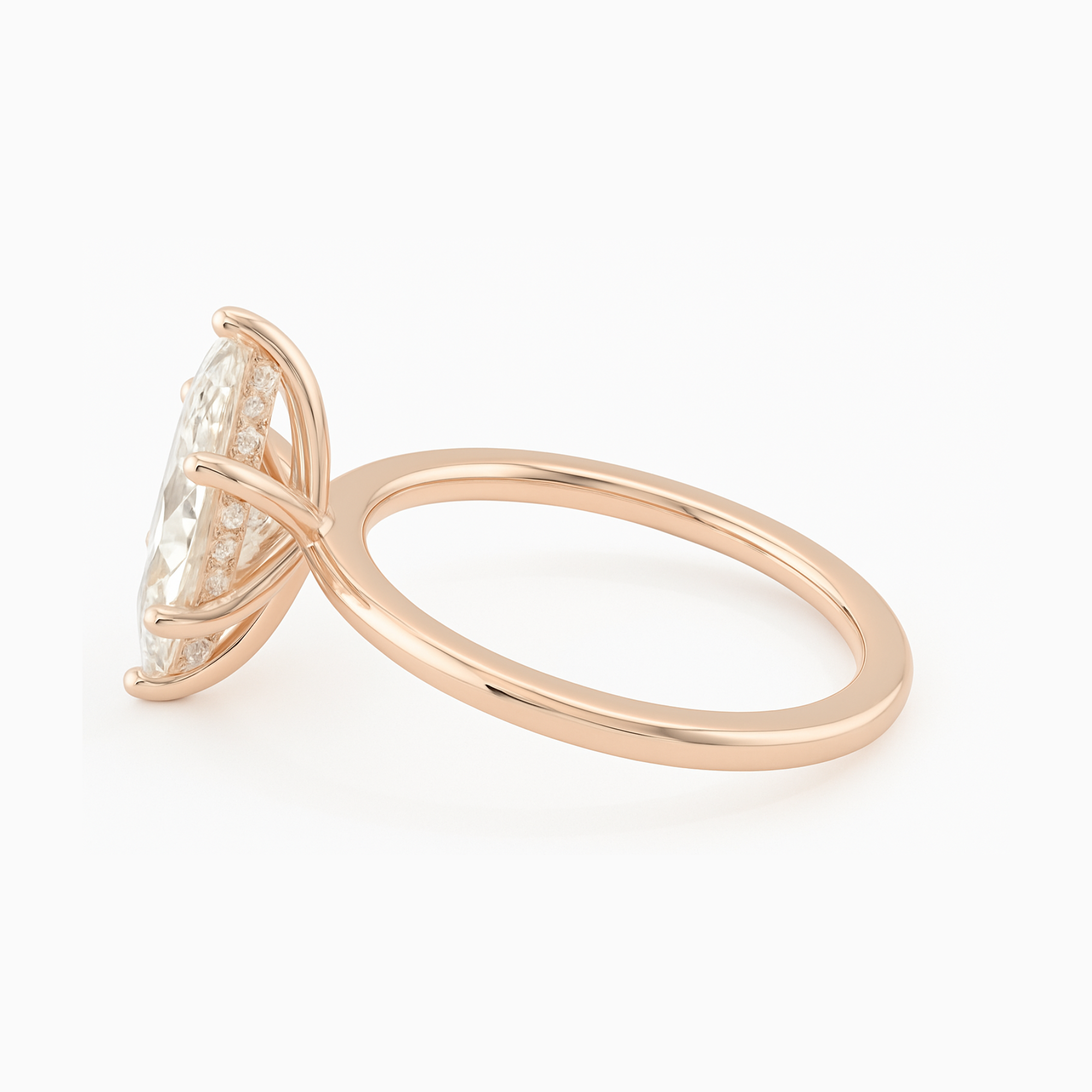 THEIA | Anillo solitario marquesa halo oculto