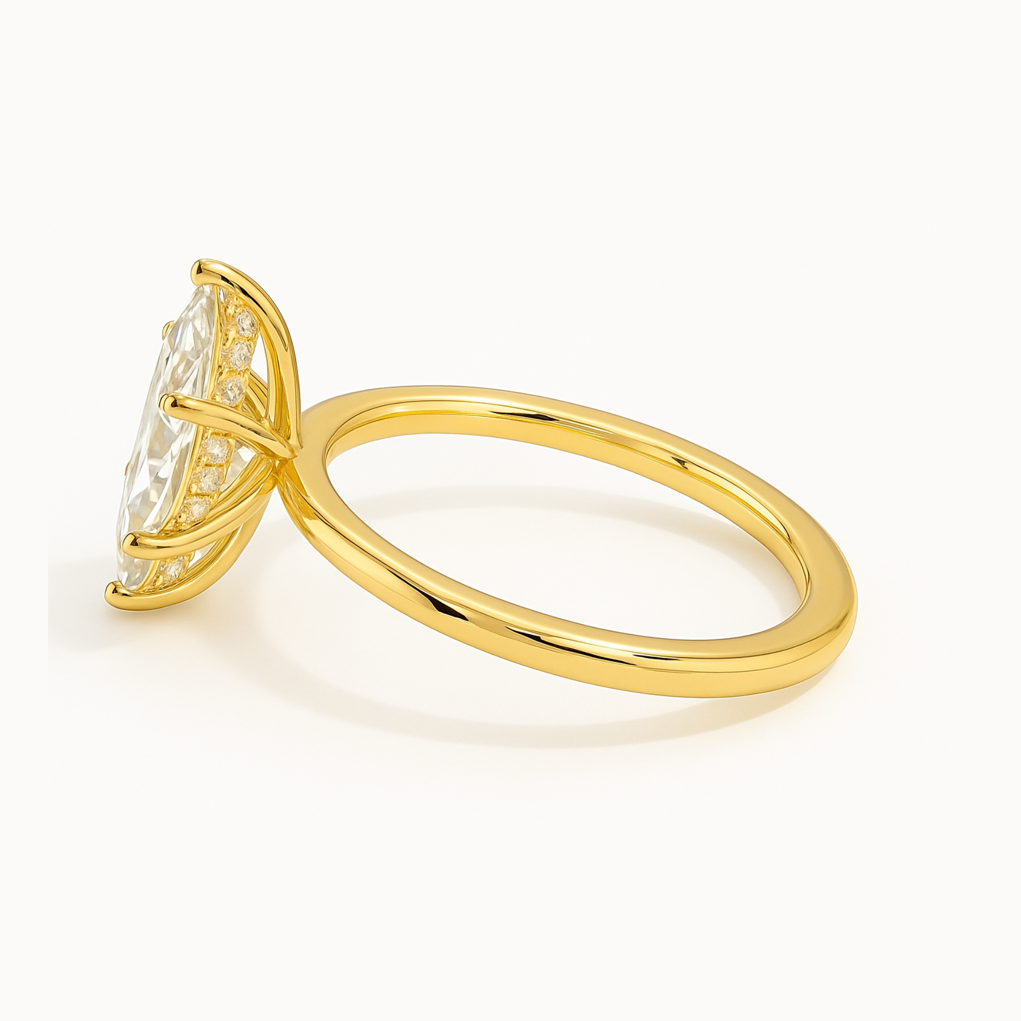 THEIA | Anillo solitario marquesa halo oculto