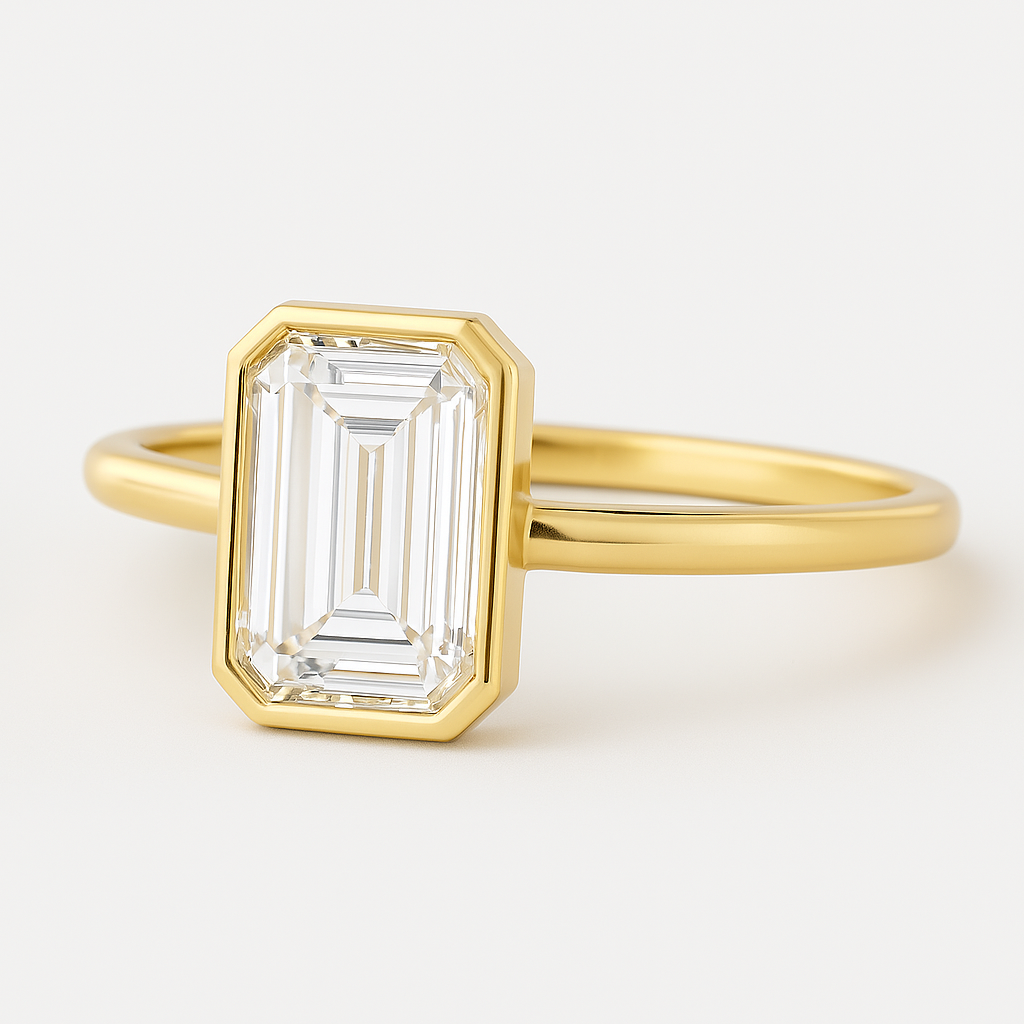 HERA | Anillo solitario esmeralda biselado