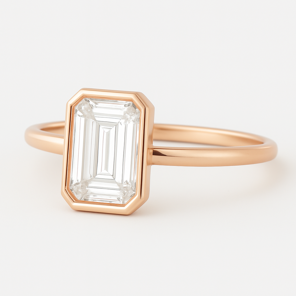 HERA | Anillo solitario esmeralda biselado