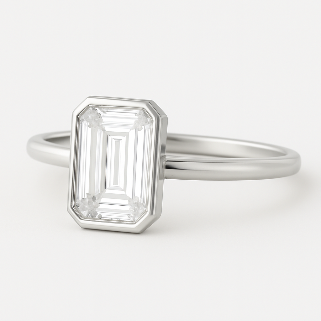 HERA | Anillo solitario esmeralda biselado