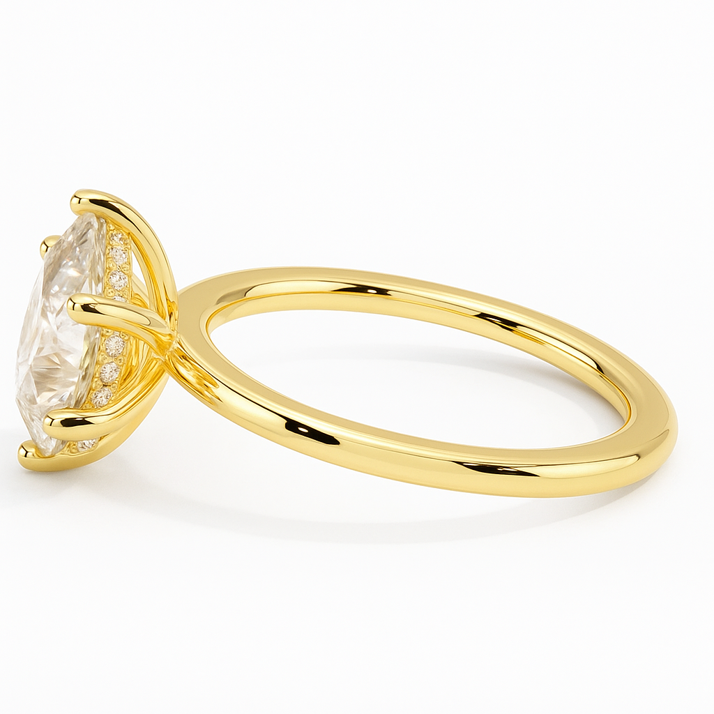 THEIA | Anillo solitario pera halo oculto