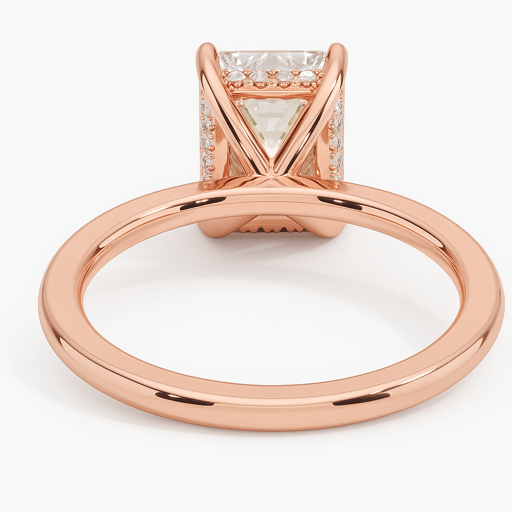 THEIA | Anillo solitario esmeralda halo oculto