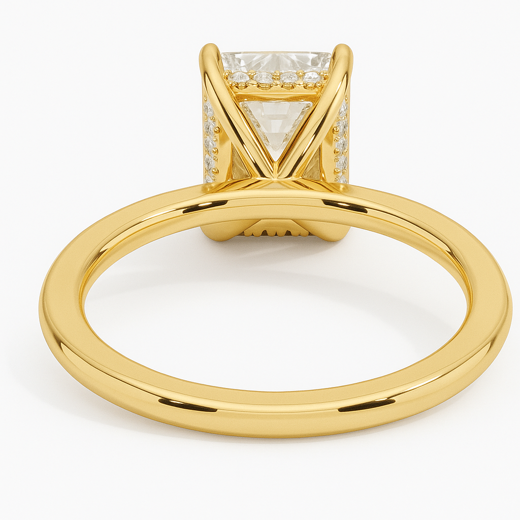 THEIA | Anillo solitario esmeralda halo oculto