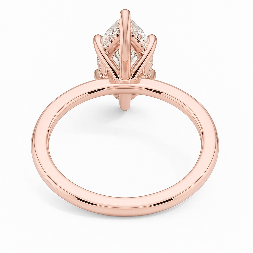 THEIA | Anillo solitario marquesa halo oculto