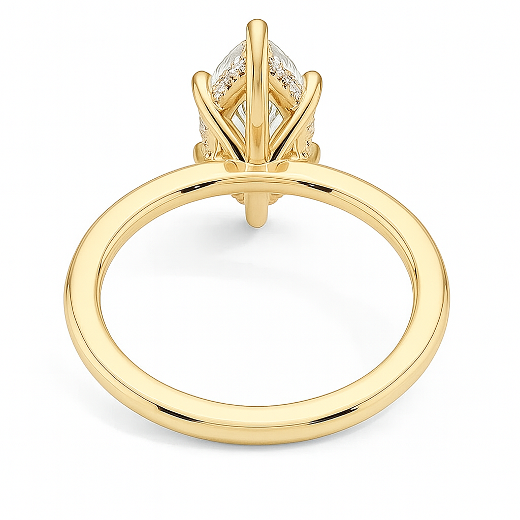 THEIA | Anillo solitario marquesa halo oculto