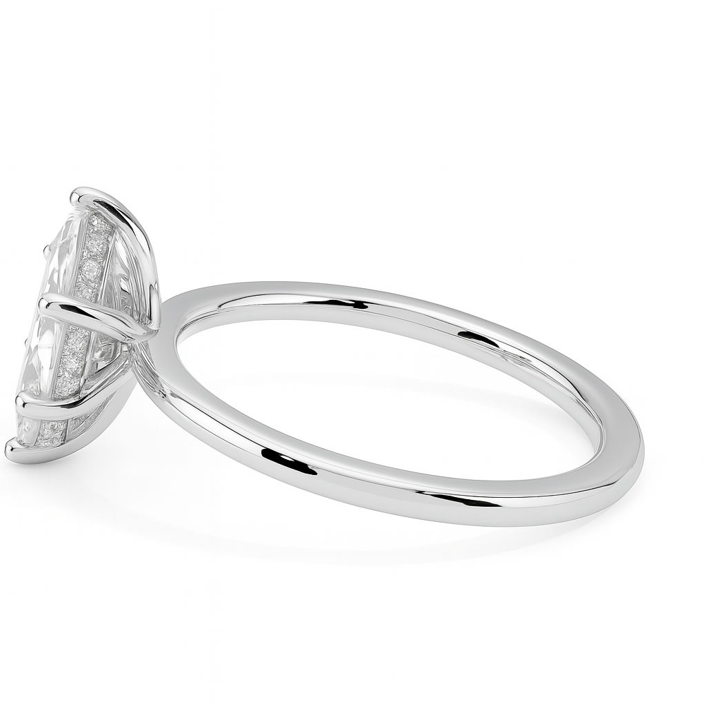 THEIA | Anillo solitario pera halo oculto
