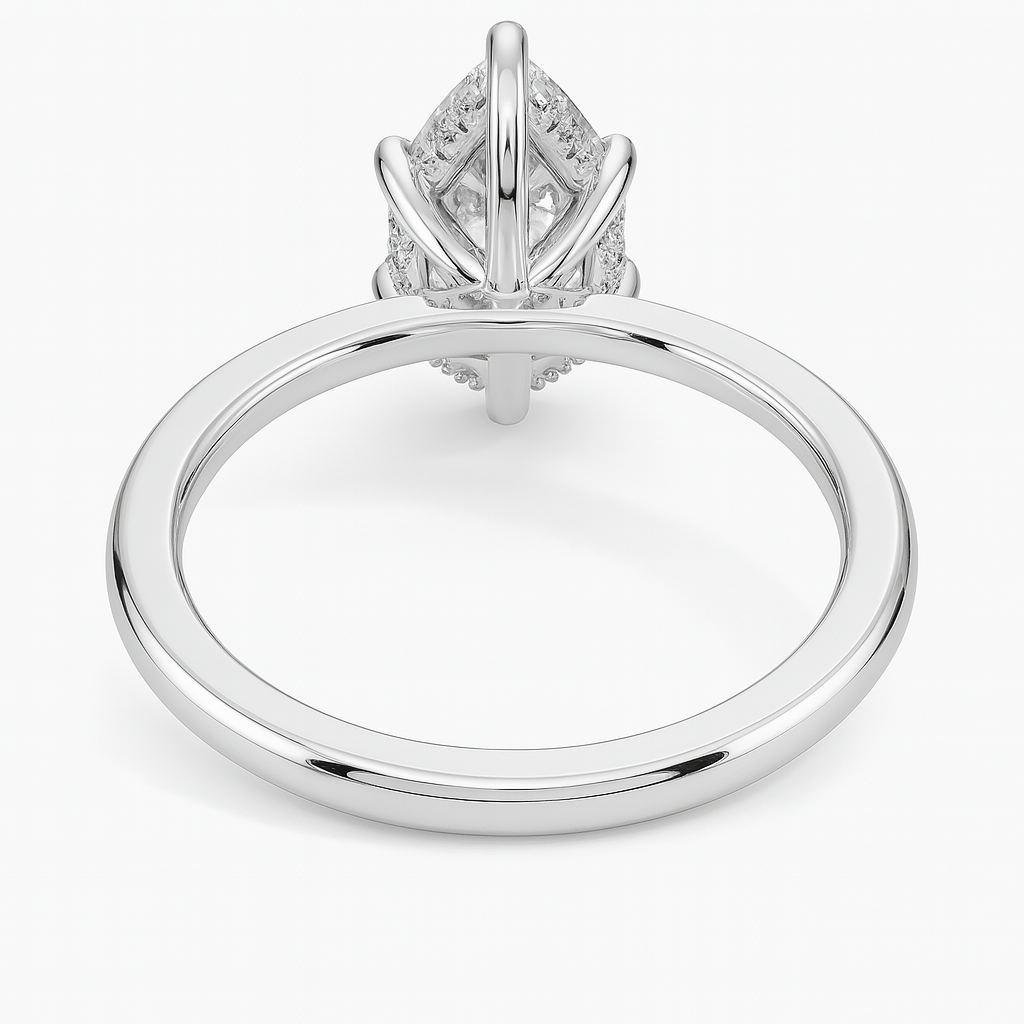 THEIA | Anillo solitario pera halo oculto
