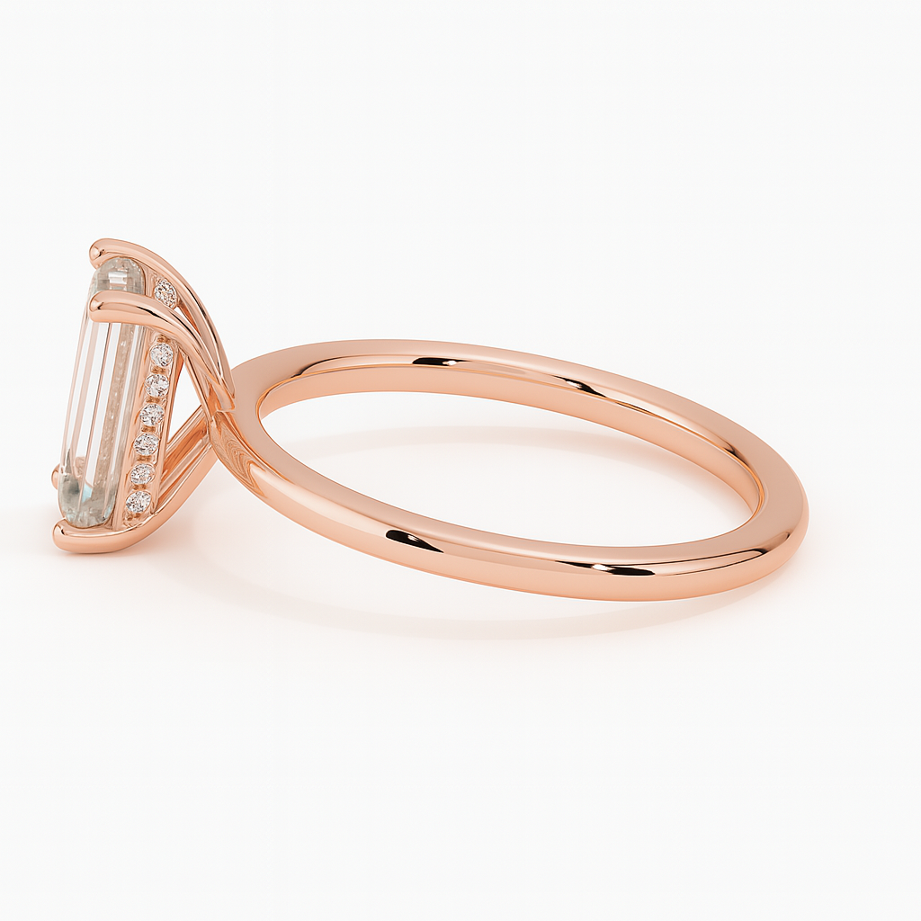 THEIA | Anillo solitario esmeralda halo oculto