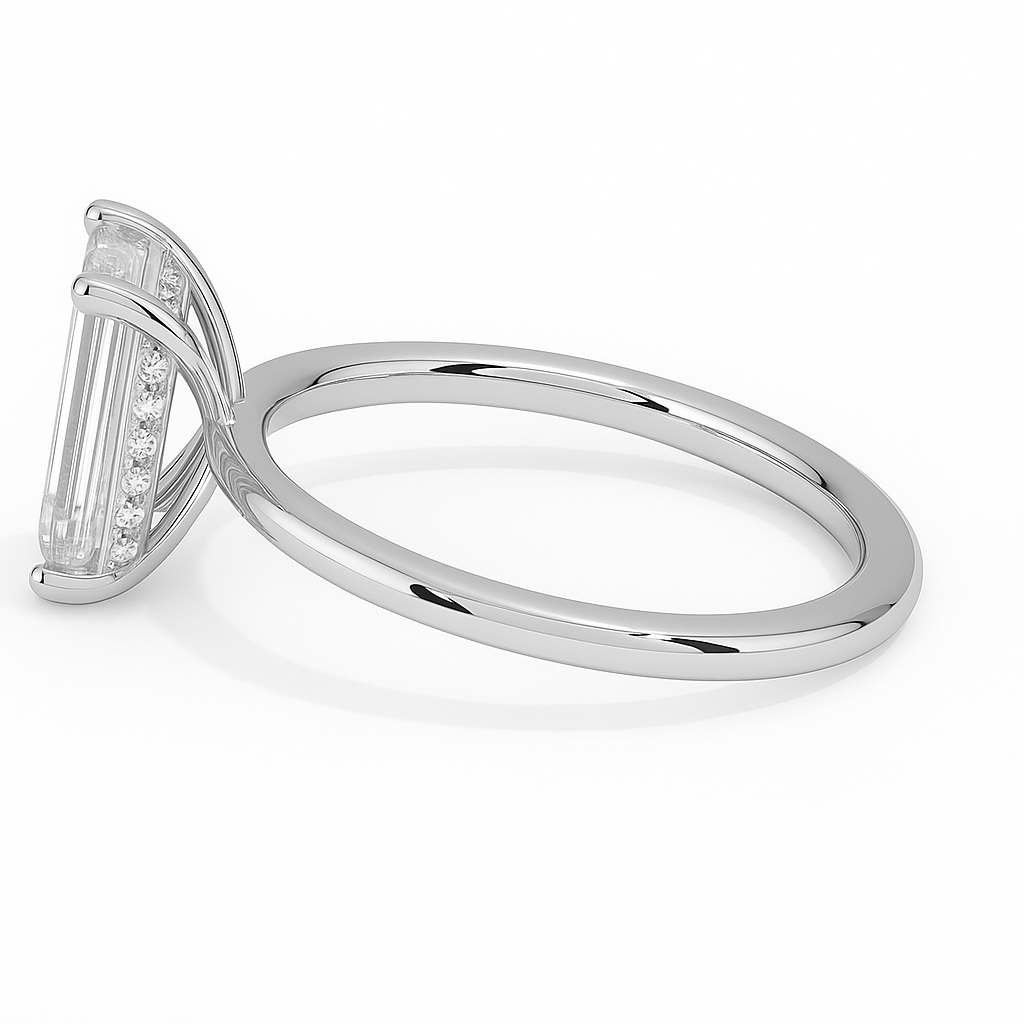 THEIA | Anillo solitario esmeralda halo oculto