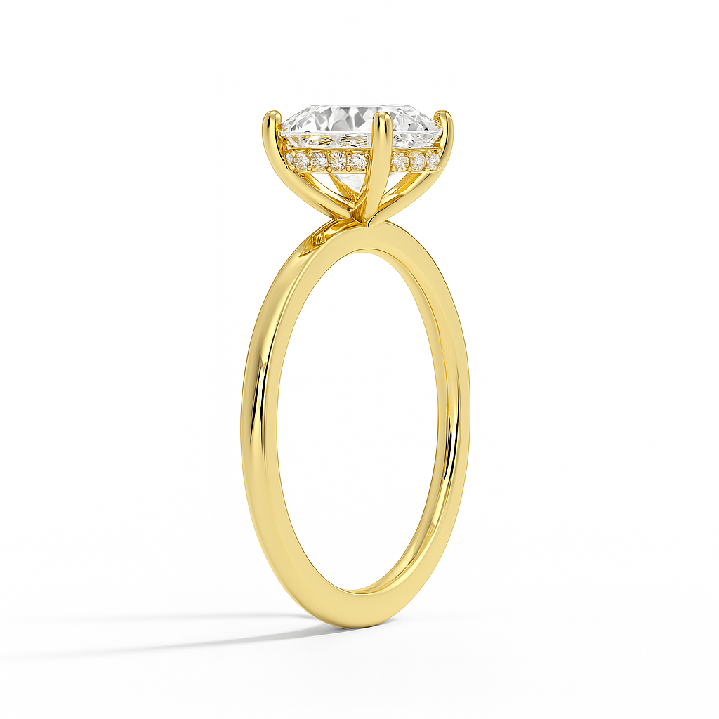 THEIA | Anillo solitario brillante halo oculto