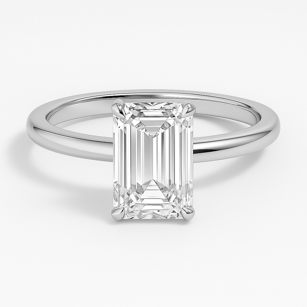 THEIA | Anillo solitario esmeralda halo oculto