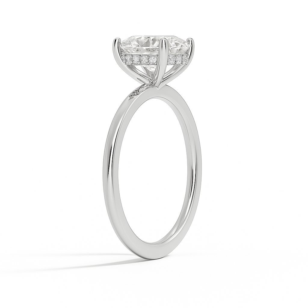 THEIA | Anillo solitario cojín halo oculto