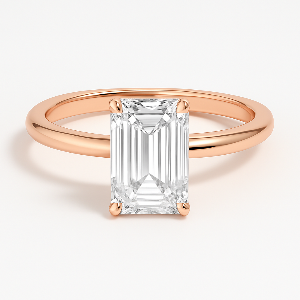 THEIA | Anillo solitario esmeralda halo oculto