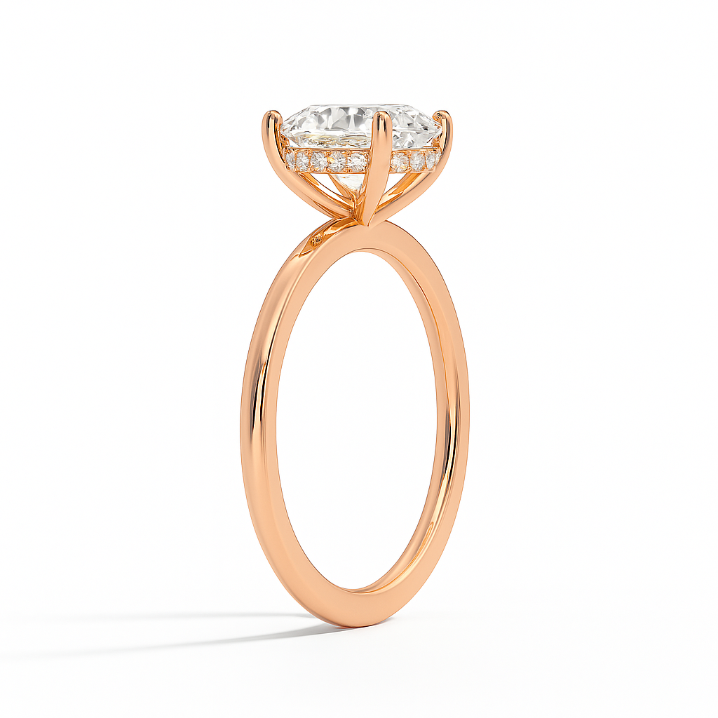 THEIA | Anillo solitario oval halo oculto