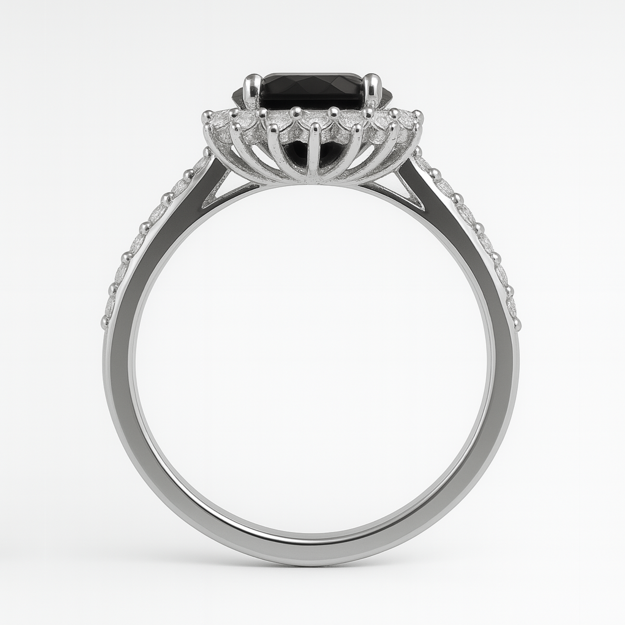 NEREIDA | Anillo solitario oval halo rojo