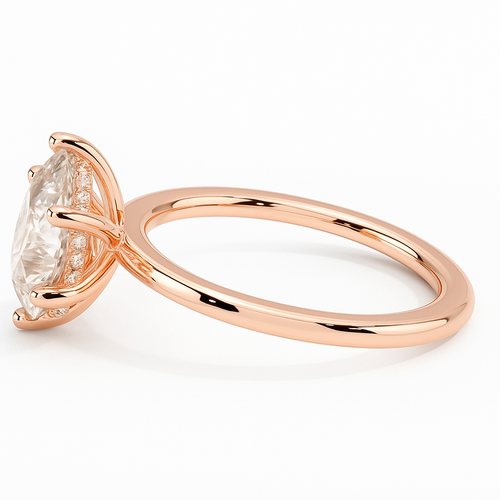 THEIA | Anillo solitario pera halo oculto