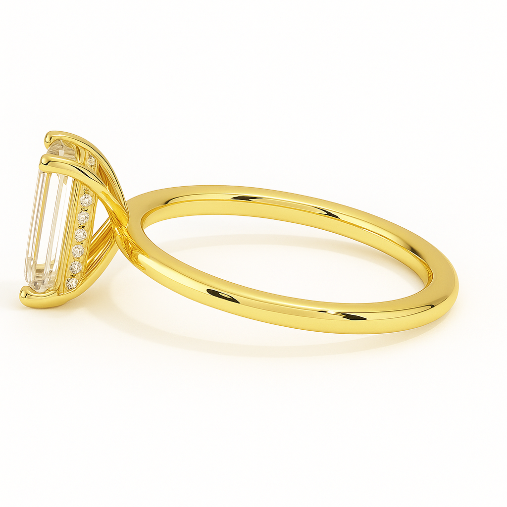 THEIA | Anillo solitario esmeralda halo oculto