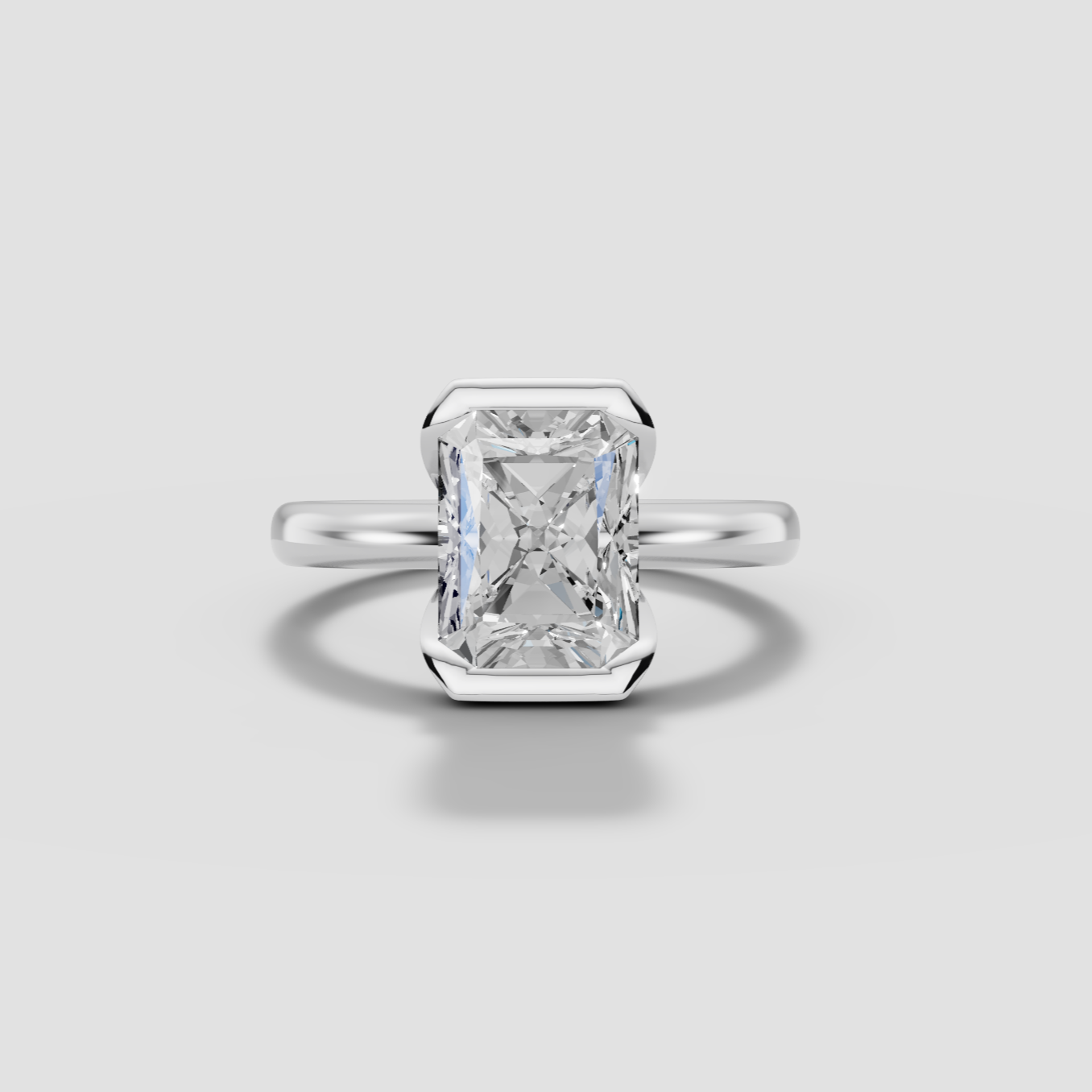 LYRIA | Anillo solitario radiante biselado parcial